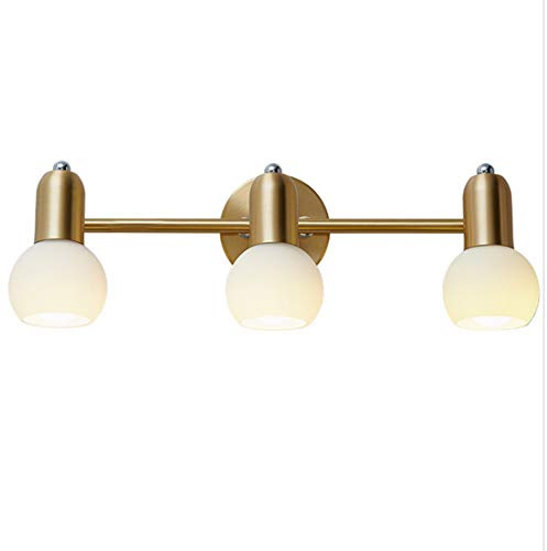 LED E14 Spiegelleuchte Wandleuchte Vintage Messing Badezimmer Weiß Glas Schirm Lampe, Modern Verstellbar Design Badezimmerlampe, Make-up Licht, Spiegellampe für Schlafzimmer Küchen Flur Treppen, L45cm