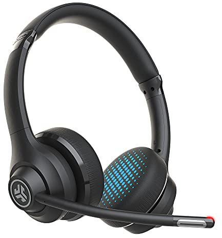 JLab Go Work Headset mit Mikrofon Bluetooth, 45+ Std. Akku, On Ear Wireless Headset mit Mikrofon und Multipoint, Kabellos oder mit Kabel, für PC, Handy, Büro