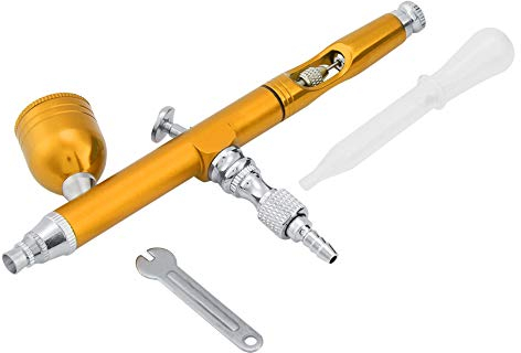 Airbrush, Dual Action Gravity Feed Airbrush Pistole 0,3 Mm Spray Art Paint Tattoo Nail Tool Kit(Gelb)