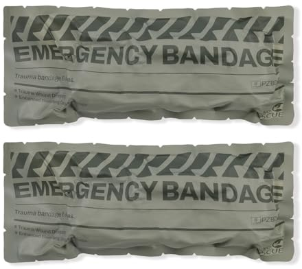 RHINO RESCUE 6 Israeli Style Emergency Bandage, Compression Trauma Wound Dressing, Medical Sterile Vacuum Sealed, Combat Tactical First Aid Kit IFAK Supplies, 2 Count