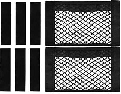 HONZUEN 2 Pezzi Rete Bagagliaio Auto,Rete Portaoggetti Tasca Oganizer, Elastica Tasca Protettivo Mesh Net per Universale per SUV,Truck di Auto(28 x 45cm)