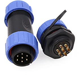 ZBLZGP SP21 7 Pin Waterproof Connector 15A Power Aviation Industrial Male Female Plug Socket Threaded Coupling Panel Mount for Automotive Solar