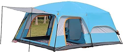 GGZONE Campingzelt mit 2 extra dunklen Schlafkabinen für 5–12 Personen, Outdoor, doppellagig, Familienzelt, wasserdicht, Winddicht, Strandzelt, Sonnenschutz, Kuppelzelt für (blau 8) Beautiful Scenery
