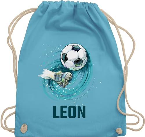 Turnbeutel Rucksack - Fußball Schuss Cool Fußballfan | Fußballgeschenkideen - Unisize - Hellblau - personalisierte stoffbeutel junge beutel fussball geschenke+für+fußballfans leon sportbeutel