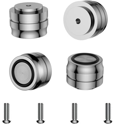 Brollitest HiFi Lautsprecher Füße, 33 * 22mm Absorber Füße,Silbrig 4 Stück Aluminium Füße Massiv Gerätefüße HiFi, für subwoofer Plattenspieler Verstärker CD Player Etc