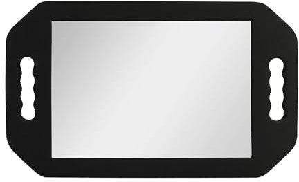 KOMUNJ Großer Handspiegel mit Doppelgriff, Kosmetik-Spiegel, Acrylspiegel, Professionelle Friseur Werkzeuge Zum Haare Schneiden und Beauty, 1 Stück Schwarze Rechteck