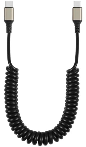 GELRHONR Cable de carga USB C a USB C, cable de carga en espiral tipo C, 6 A, carga rápida y datos de sincronización compatible con i*Phone 15 A51 A71 S20 S10 S9 S8 Plus S10E Note 20 10 9 (máx. 1,5)