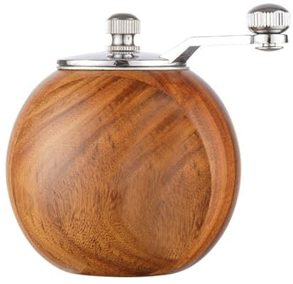 BURLOE Salzmühle Pfeffermühle Gewürzmühle, Runde Holz Salz Aus Erstellbare Gewürzmühle Mit Kurbel Für Haus Und Küche Chilimühle Pfeffermühlen,5