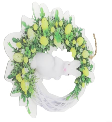 Ostern Blumenkranz Dekoration Acryl Osterdeko Kaninchen Türdeko Deko Zubehör (B)
