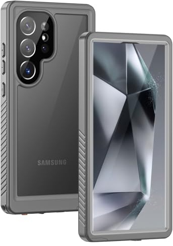 Lanhiem für Samsung Galaxy S24 Ultra Hülle, IP68 Wasserdicht Handyhülle Samsung S24 Ultra 5G 360 Grad Schutzhülle Stoßfest Staubdicht Sturzfest Outdoor mit Eingebautem Displayschutz, Grau