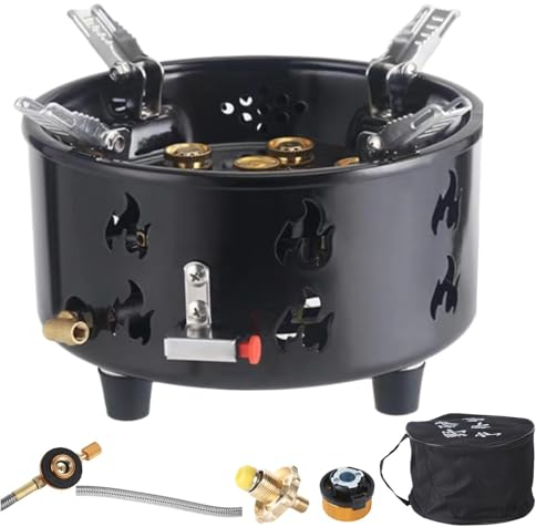 Réchaud de camping - Cuisinière à cassette d'extérieur coupe-vent, table de cuisson portable avec sac de transport | Brûleur Wok de camp, Brûleur Gaz pour camping en plein air, randonnée, pique-nique