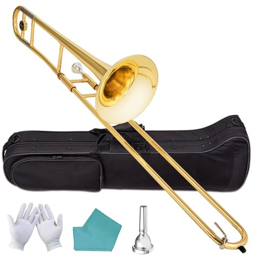 Trombón Alto En Si Bemol Trombón Tenor Trombón De Tono Variable Metales Para Principiantes Y Examen De Calificación(Tenor trombone gold)