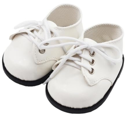 MagiDeal PU-Lederschuhe für Plüschpuppen, zum Selbermachen von Puppen, Kostümen, Kleidung zum Anfassen, Flache Schuhe, Freizeitschuhe für 14,96-Zoll-Puppen, Weiß