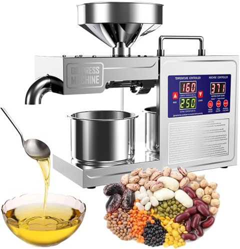 Macchina per la spremitura Automatica dell'olio, estrattore di Olio di Semi a Freddo e a Caldo, Acciaio Inossidabile 304, per Semi di Lino, Arachidi, Semi di Canapa, Sesamo, Girasole, Cucina domesti