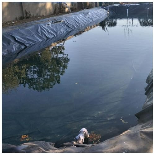 JCPSH Teichfolie 20S HDPE Schwarz Heavy Duty Unterlage Teichfoli Gartenteich Plane Schwimmteichfolie Für Fischteiche Brunnen Wassergarten Wasserfall(Size:5 * 5m(16.4 * 16.4ft) 20S)