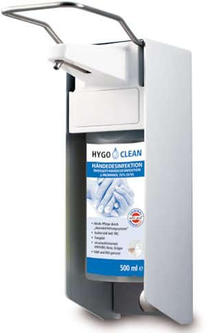 1 Stück Hygoclean Eurospender mit Armhebel 0,5l | Aluminium, Silber, V: 0,5l, Edelstahlpumpe & kurzer Armhebel, Eurospender, Dosierspender, Seifenspender