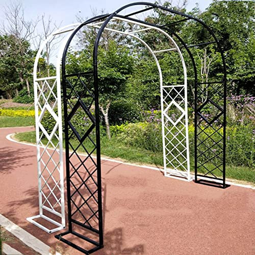 Arche de jardin en métal avec tonnelle de roses antirouille robuste de 140 cm x 340 cm de large pour pelouse, jardin, décoration de mariage, noir