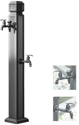 Poteau de fontaine à eau d'extérieur en aluminium avec 2 robinets pour irrigation de jardin