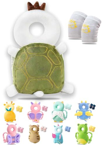 JEJA Baby Kopfschutz, Verstellbare Schutzkissen Baby, Safety Guard Kissen für Kinder - Hirsche mit Knieschoner Krabbelnel