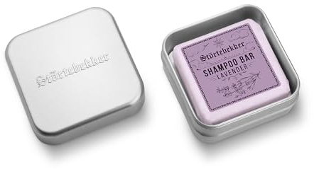 Störtebekker® Premium Festes Shampoo Lavendel & Seifendosen Set - Pflege-Shampoo + Seifendose Aluminium im Set für Haare, Kopfhaut & Bart - Handgefertigt in Seifenmanufaktur