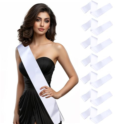 CIATBYYJ 8 bandas blancas, tijera vacía para escribir en blanco, para bodas, fiestas, cumpleaños