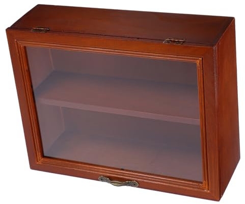 GLSTOY Kleiner Ausstellungsständer Aus Massivholz Mit Acrylklappe Tischvitrine Für Figuren Und Kunsthandwerk Stabiles Aufbewahrungsregal Für Sammlerstücke