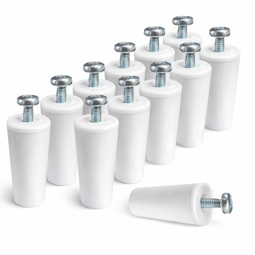 IdeaGenesis - Pack 12 Topes Persiana de 60mm para Persianas Enrollables. Fabricados en PVC Blanco. Incluye todo lo necesario para su montaje, Arandelas y Tornillos. (12, Blanco 60mm)