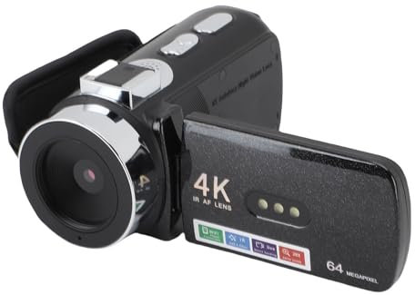 Cuifati Caméra Vidéo 4K, Caméra Vlogging WiFi 64MP avec Affichage de Flip de 3 Pouces 180 °, Caméscope Numérique Compact 4800mAh avec Lumière de Remplissage LED, pour la Photographie