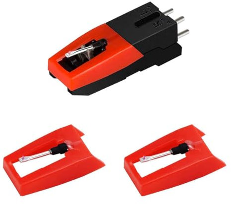 CATOR 2 Pcs plattenspieler nadel, plattenspieler nadel, Ersatz Tonabnehmer mit Nadel für Plattenspieler - Saphir Spitze Stahlnadel für 33 45 78 rpm Schallplatten - Ersatznadel Tonabnehmersystem