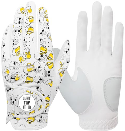 AXKAL Golfhandschuhe für Herren, linke Hand, Mikrofaser, Premium-Allwetter-Griff mit Ballmarker, Herren-Golfhandschuh, bequem, weich, für den Außenbereich