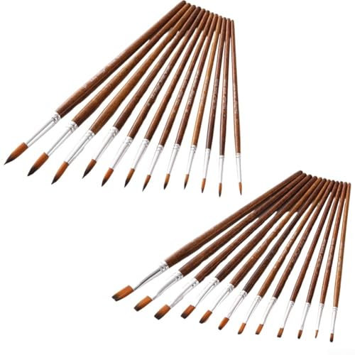 12x Brown Brush Paintbrush For All Levels 12 Piece Paintbrush Set (round)