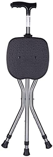 Bastón plegable con luz LED y asiento | Altura ajustable soporta 100 kg | Ayuda de movilidad para ancianos y discapacitados