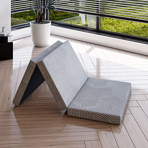 EGOHOME Klappmatratze 80x195cm, 3-teilige Faltmatratze Härtegrade H3, Hoch 10 cm, Gel Schaumstoff Faltbare Matratze 195x80 cm für Reisen, Camping, Outdoor, Boden, Gästebett, Öko-Tex Zertifiziert