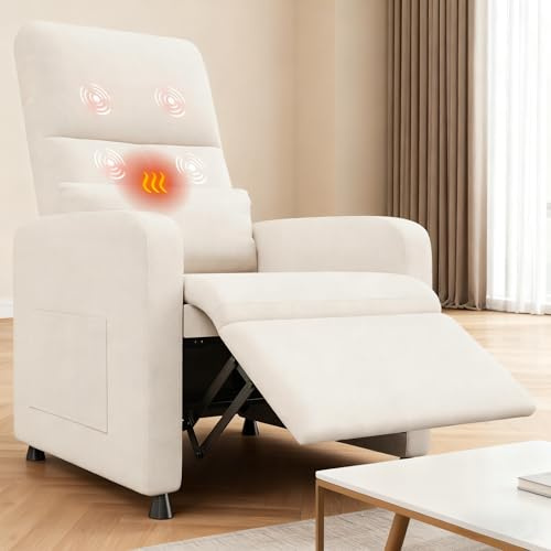 Poltrona Relax Reclinabile elettrica, Poltrona Massaggiante e Riscaldante con Poggiapiedi, Poltroncina Reclinabile con Schienale Imbottitura Spessa in Tessuto per Camera da Letto, Salotto e Soggiorno