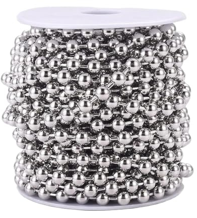 FOELANNE Edelstahl-Fußperlenketten-Kugelrolle, Edelstahl-Kugelkette, 10 m Rolle, 1,5–10 mm, for DIY-Schmuckherstellung(4mm)