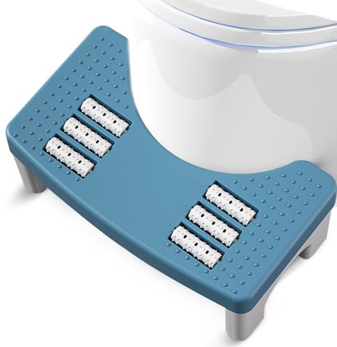 Toilet Stool, Non Slip Toilet Stool Squat Adult Poop Stools with Massage Function for Constipation Relief fits All Toilets for Assist Relieve (Blue)