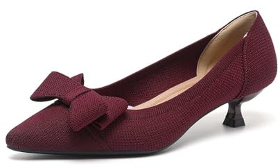Escarpins à talon chaton pour femme - Petit talon pointu - Couleur unie - Confortables - Basiques - Chaussures d'hiver traditionnelles