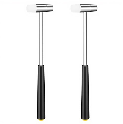 Hadnves Dual Head Small Hammer 2 PCS Lightweight Mini Hammers 7.1 Inch Small Hammer Plastic & Metal Head Mallet for Watch Tuning Musical Instruments Jewelry Making Crafts Leather Home Project