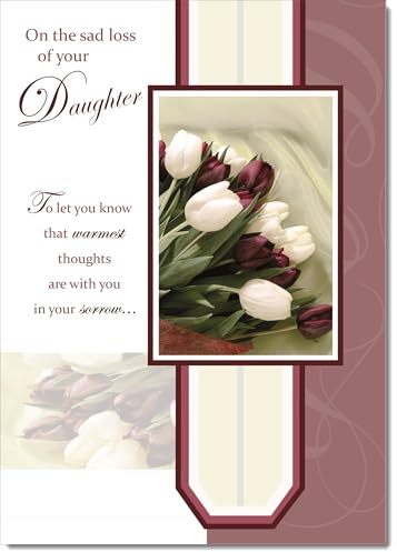 doodlecards Loss Of Daughter Sympathy Condolence Bereavement Card Tulip bouquet