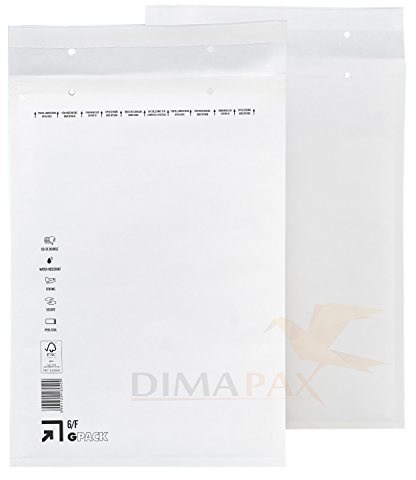 100 x Luftpolsterversandtaschen Weiss - Gr.F / 6 [240 x 350 mm] Luftpolstertaschen Versandtaschen Umschläge dimapax