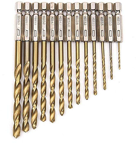 Malayas Lot de 13 pcs Jeu de Forets Hexagonale en HSS 1/4 avec Queue/Couche de Titane Forage Twist Drills