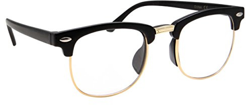 Kids Nerd Glasses Half Frame Clear Lens Geek Costume Children's (Age 3-10) Black/Gold