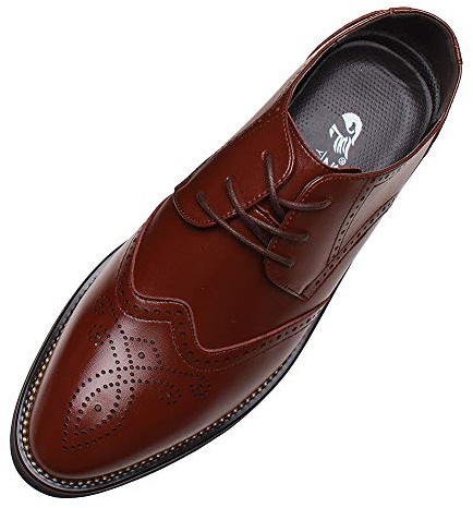 ANUFER Män snygga spetsiga kvällsskor snörning formell butik bröllop brogues, BRUN, 46.5 EU
