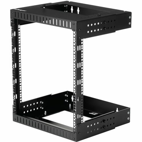 StarTech.com 2-Pfosten 12HE Heavy-Duty Wandmontage Netzwerk-Rack, 19 Open Frame Server Rack mit Einstellbarer Tiefe, Wandmontage Daten-Rack für IT/AV/Patch Panele/Computer-Ausrüstung (RK12WALLOA)