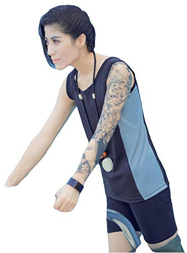 BaronHong Donne Lesbian Tomboy Zip Up Cintura Binder Pantaloni da Bagno a rapido essiccamento Pantaloni di Vestiario + Pantaloni da Nuoto (Nero, XXL)
