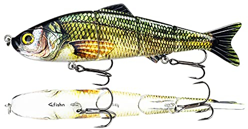FISHN XXL Hecht Köder Bait Candy, Länge: 20 cm, Gewicht: 83 Gramm, Swimbait Kunstköder/Angelköder/Wobbler zum Angeln auf Raubfische wie Hecht, Zander, Dorsch (Dark Green)