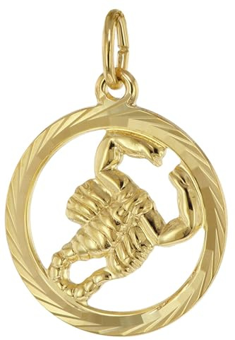 trendor Sternzeichen Skorpion 333 Gold Anhänger Ø 16 mm 39000-11 | modischer Sternzeichen Anhänger aus Echtgold für Damen und Herren, elegante Geschenkidee,