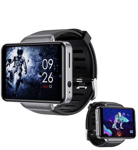 DM101 Montre Intelligente 4G avec Écran Tactile 2.41'' 3 Go + 32 Go, Batterie 2080 mAh, Double Appareil Photo, Déverrouillage GPS WiFi Bluetooth Android Smartwatch pour Homme (Argent)