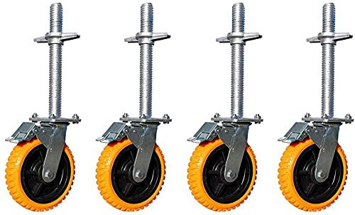 4 paquetes de ruedas industriales Rueda de andamio larga Rueda universal de poliuretano resistente al desgaste Rueda de andamio móvil de 8 pulgadas