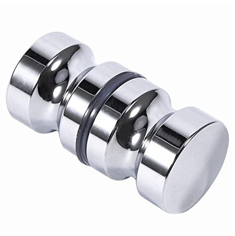 BuxiuGK 1 st. duschdörrshandtag båda sidor duschdörrknopp krom dusch dörrknopp rund av aluminiumlegering med M8-skruv för duschdörr glasdörrar, 30 mm
